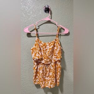 Old Navy Orange and White Floral Tank Top